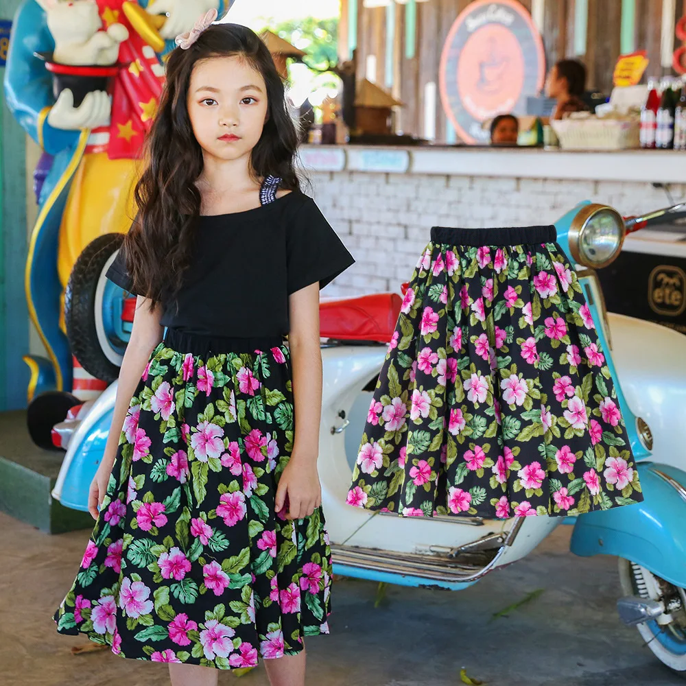 

Teenager Girls Skirts Summer 2019 Fashion Kids Flower Printed skirt Children Clothing for girl Costume 5 6 8 10 11 12 14 16Years