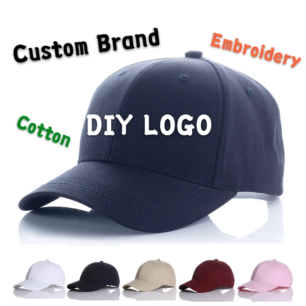 

DIY Logo Baseball Cotton Flat Cap Custom-made Bucket Hat Hip Hop Child&Adult Printing Embroidery Brand Sport Men Women Snapback