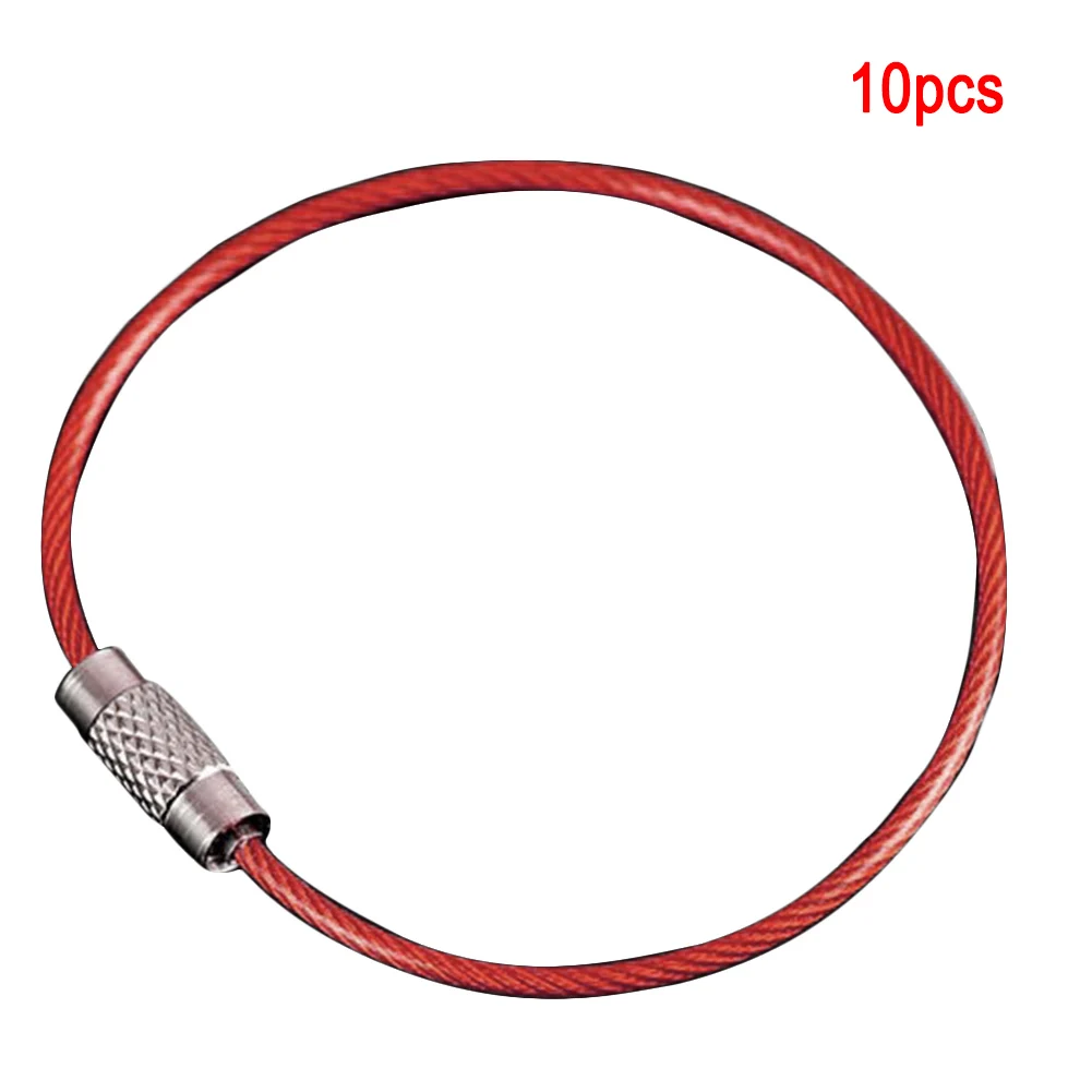 

20pcs Outdoor Hiking Multicolor 1.5mm Stainless steel Wire Rope rings Keychain Cable Key pendant Holder Tool
