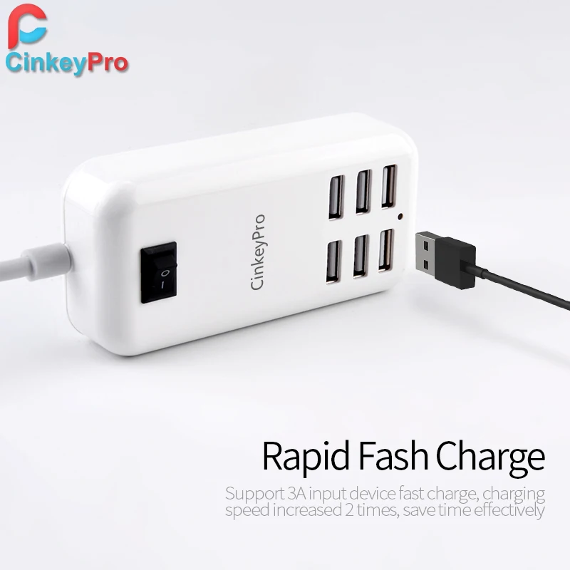 CinkeyPro الاتحاد الأوروبي التوصيل 6 منافذ متعددة شاحن usb حائطي 15 W 3A الذكية محول هاتف لوحي المحمول شحن جهاز ل فون باد