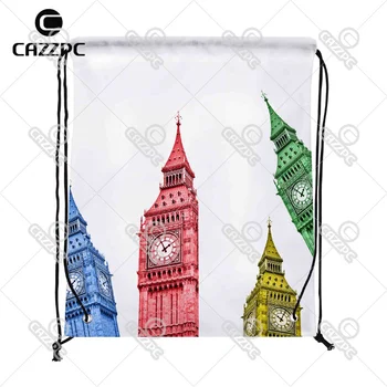 

Colorful Creative Random London Ben Print Custom individual Nylon fabric Drawstring Backpack Gift Bag Pack of 4
