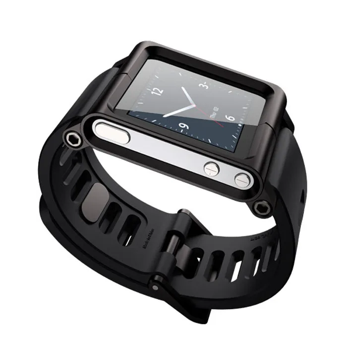 Умные часы Смарт-часы ремешок Smartband черный алюминиевый силиконовый микс мультисенсорный ремешок для часов для iPod Nano 6/6th браслет ремешок