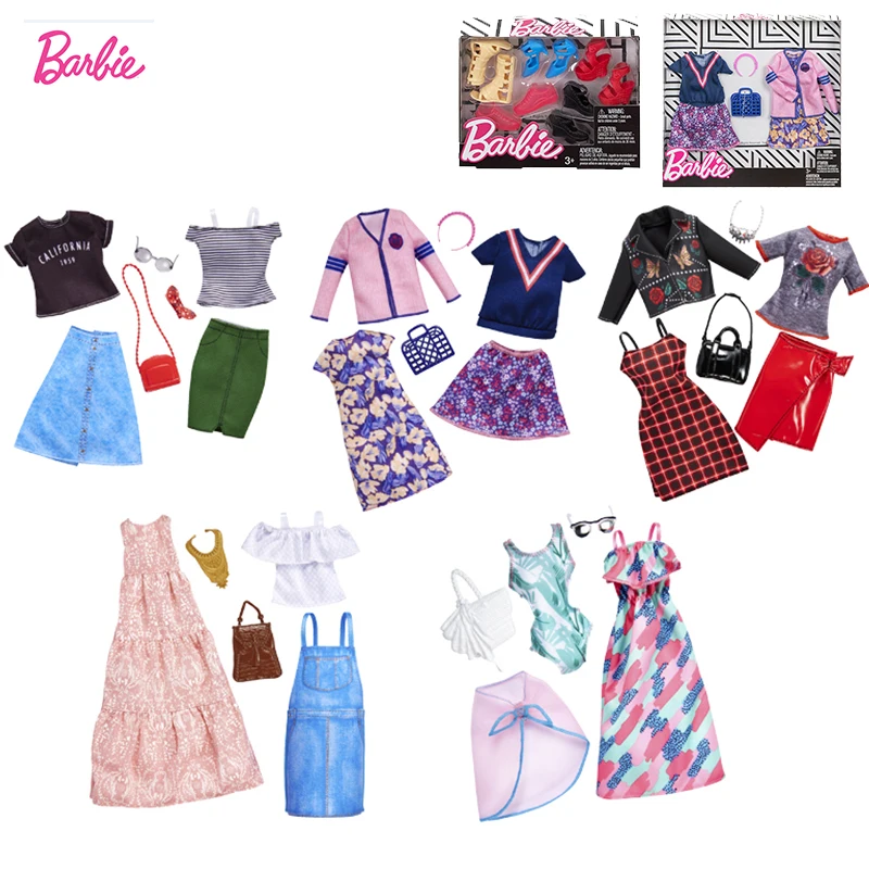 

Original Barbie Mix Dolls Clothes dress Bag High-heeled Shoes Necklace Clothing Change Set Toys For Girls fashion Accessories
