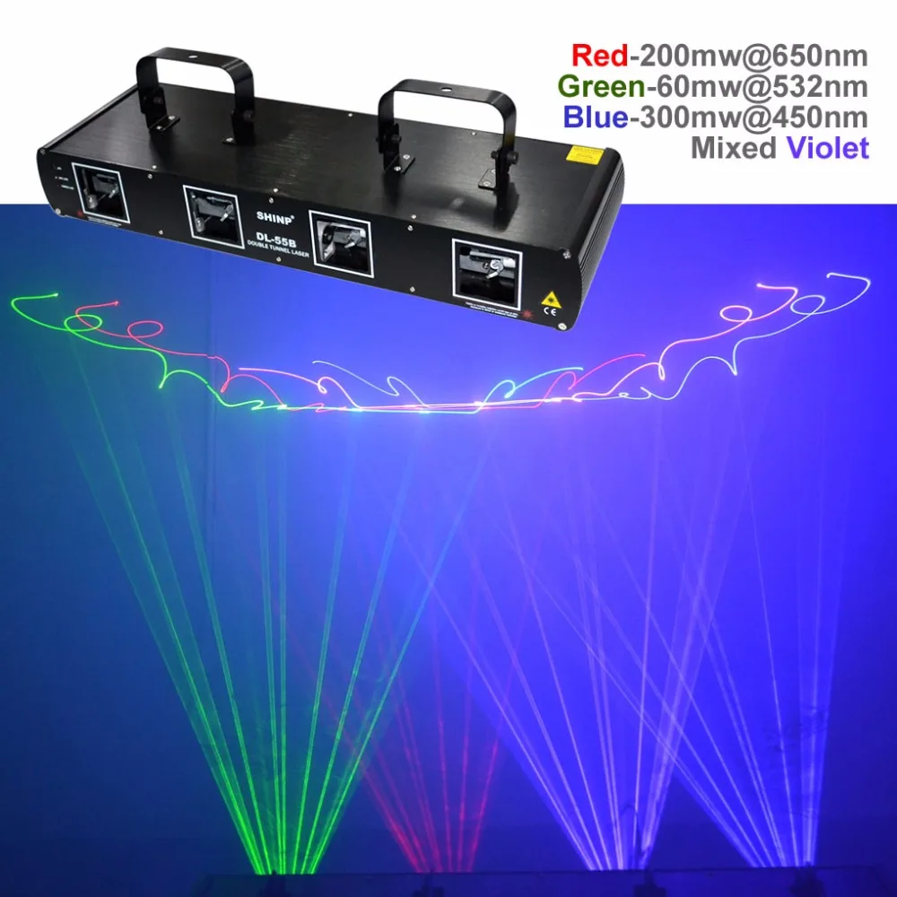 

HOT SHINP 4 Lens 7CH DMX 512 RGBP Laser DPSS Scanner Equipment Stage Lighting PRO DJ Party Disco Show System Lights DL-55B