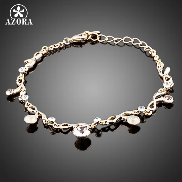 

AZORA Gold Color Round Clear Stellux Austrian Crystal Charm Bracelets TS0038