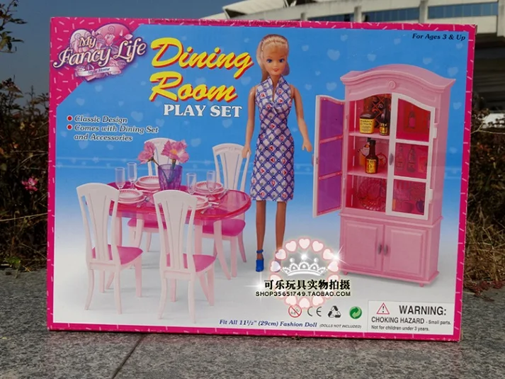 Модная кухонная мебель аксессуары игровой набор обеденный стол+ винный шкаф Люкс чехол для куклы Барби 1/6 - Цвет: not include the doll