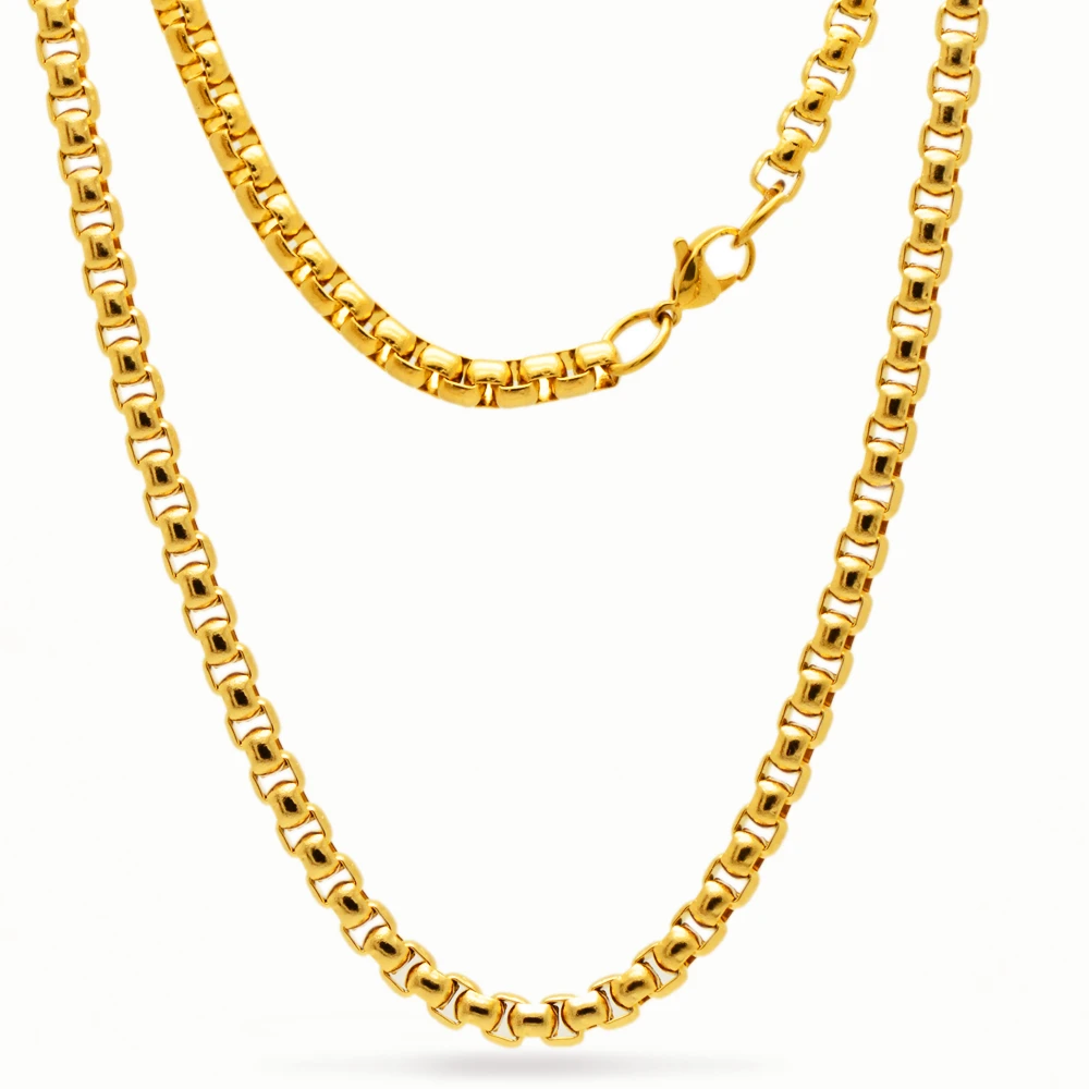 5mm 14K Gold Plated Stainless Steel Bevel Cuban Chain - WE