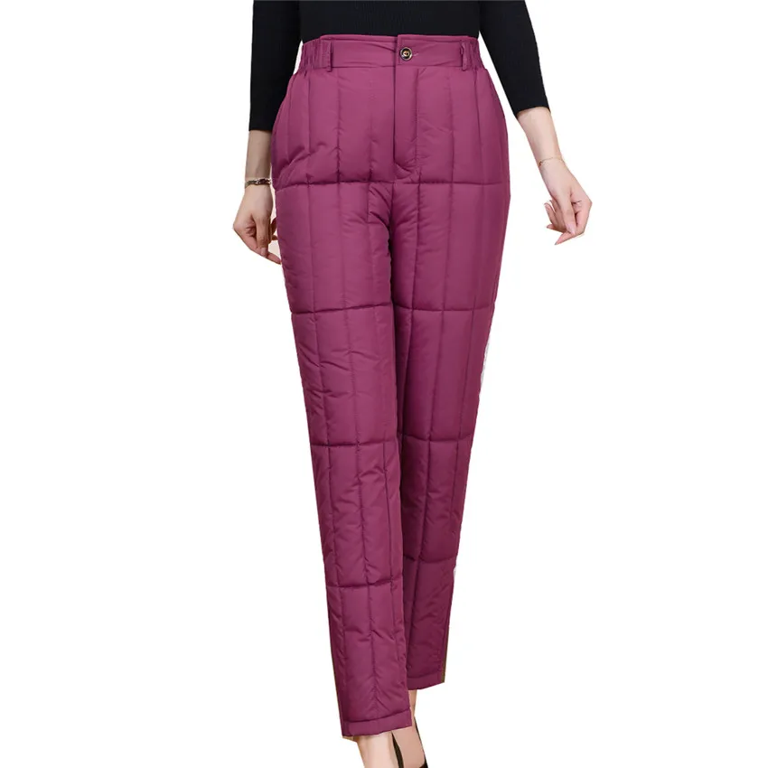 

2020 Winter Loose Women Plus Size Warm Thicken Pants Down Cotton Pant For Mother Lady High Waist Long Pant Trousers Outwear W636