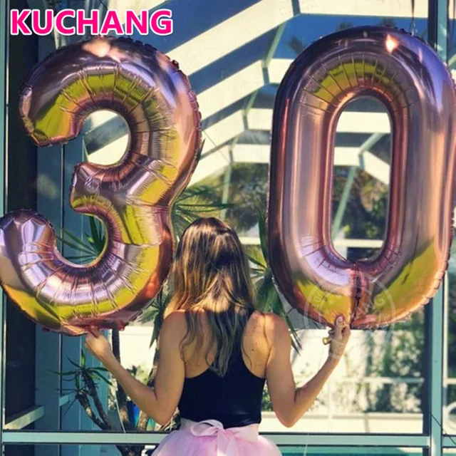 1pc 16/30/40inch Rose Gold Silver Blue Pink Black Number Digital Foil Helium Balloons 0-9 Birthday Anniversary Party Decorations