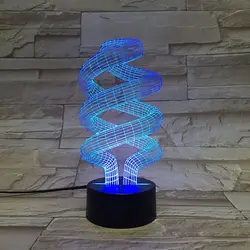 Творческий спиральная лампа в форме искусство декоративного освещения 3D светодиодный Спальня ночник многоцветный настольная лампа
