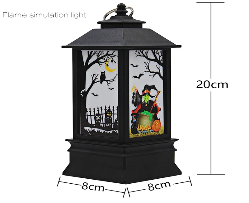 Фонарь для Хэллоуина, лампа с пламенем, внутренний подвесной Ночной светильник, светильник-свеча, тыква, ведьма, скелет, призраки, украшение для Хэллоуина