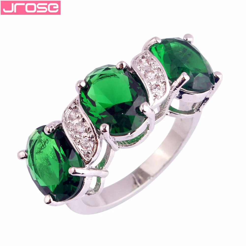 

JROSE Wholesale $0.99 !! Endearing Wholesale Green & White CZ Silver Color Size 6 7 8 9 10 Jewelry Sightly Fashion Gift
