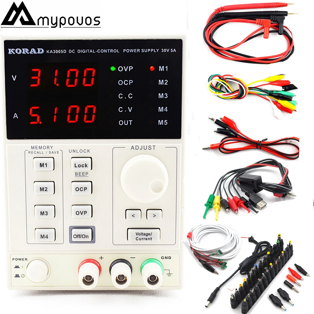 KORAD KA3005D точность регулируемый цифровой программируемый источник питания постоянного тока, лабораторный блок питания 30В 5A+ ноутбук AC DC JACK для телефона
