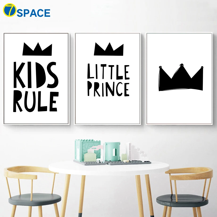 

7-Space Little Prince Quotes Wall Art Print Poster Black White Canvas Painting Kids Room Decoration Nordic Pictures No Frame