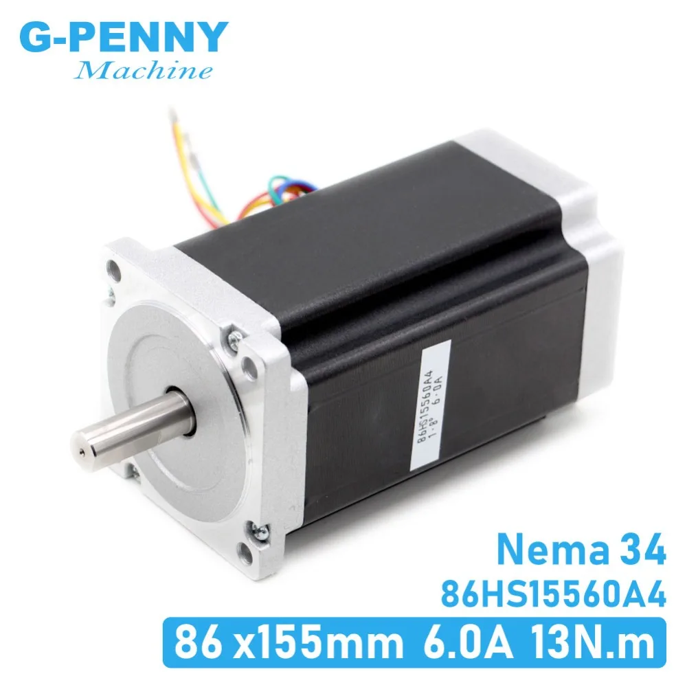 NEMA 34 ЧПУ шагового двигателя 86X155mm 13 N. м 6A Диаметр 14 мм Nema34 шаговый двигатель 1700Oz-in для ЧПУ гравировальный станок высокий крутящий момент - изображение