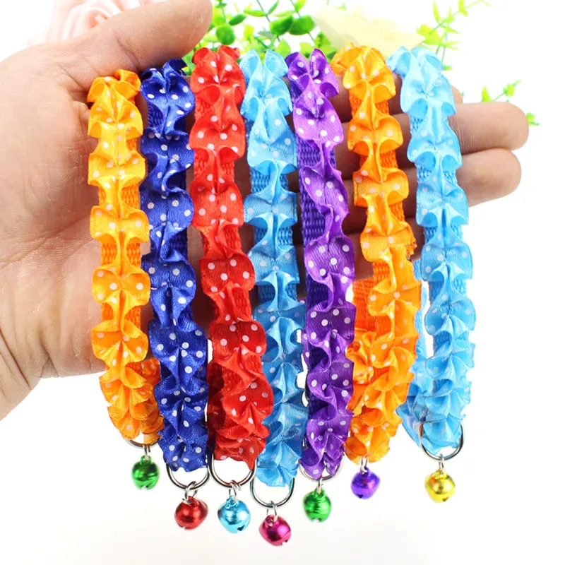 

Pet collar for dog and cats New nylon lace bells solid 4 color basic collars Dogs accessories collar perro Poodle Pomeranian