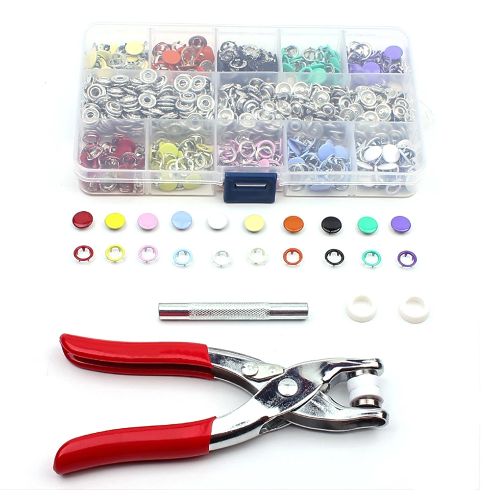 

Hoomall 360PCs Resin Buttons With Tool Pliers Buttons For Clothes Needlework Sewing Handicraft DIY Set U Shape Press Sewing Tool