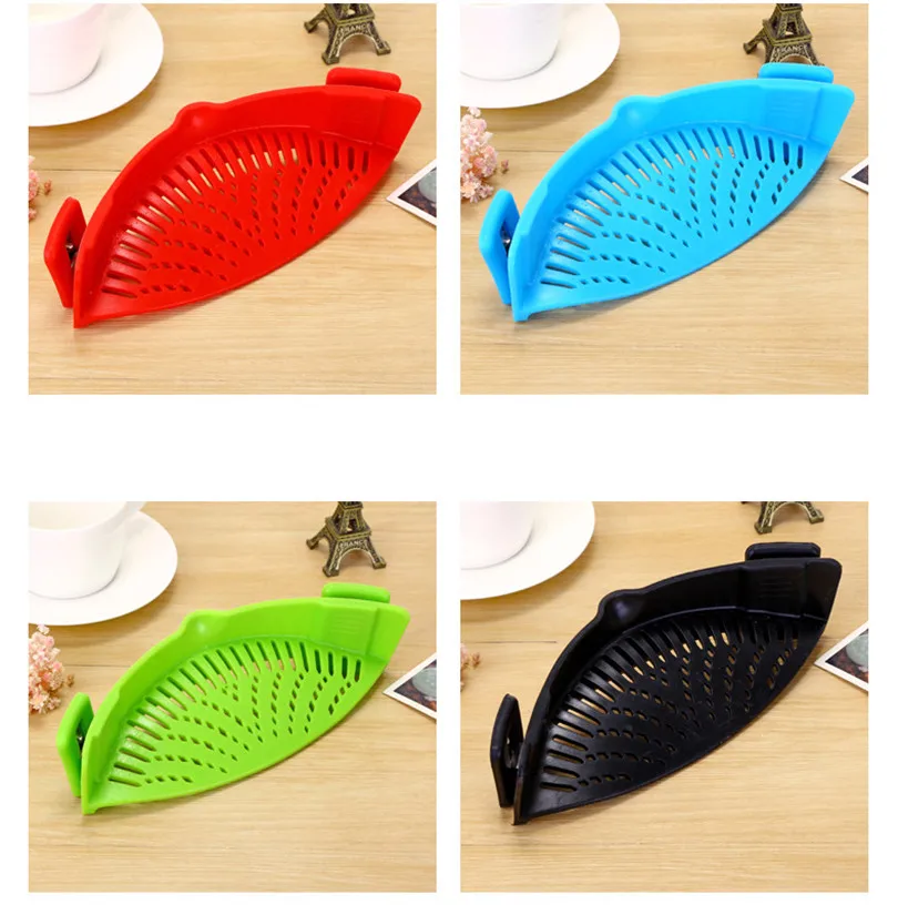 High Quality Silicone Snap Strainer with Clip Pot Strainer Drainer for Draining Excess Liquid Draining Pasta Vegetable Colander