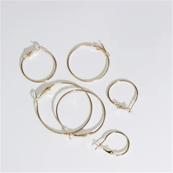 

20pcs/lot Rose Gold Rhodium Color Earring Hoops Findings 20mm 25mm 30mm 40mm 45mm 50mm Earring Wire Hook For DIY Jewelry Making