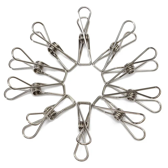 

50Pcs/Lot Hot Sale Excellent Quality Stainless Steel Spring Clothes Socks Hanging Pegs Clips Clamps Silver Laundry