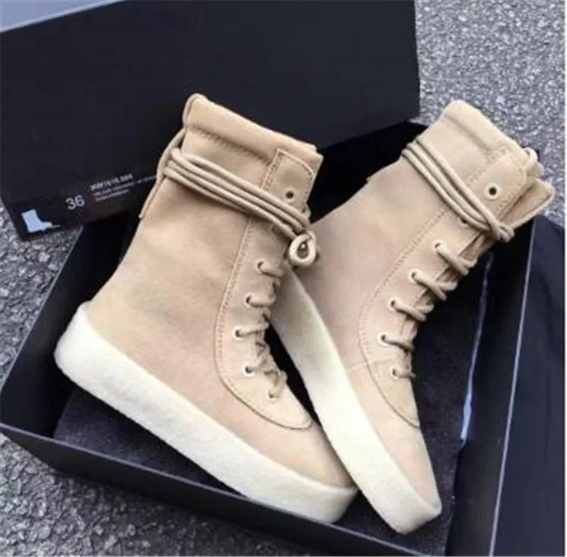 Kanye West Ankle Boots Thick Heel Platform Chelsea Boots Fashion Lace