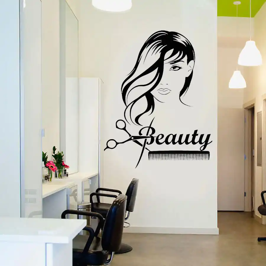 Inspiration Quote Wall Sticker Hairdresser Salon Hairdressing Boutique Dryer Comb Say Art Decor Wall Stickers Home Decor For Girls 73 42Cm