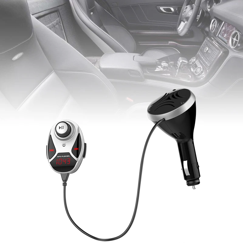 

BT12 Dual-USB Bluetooth FM Transmitter Audio Car Mp3 Player Wireless In-Car FM Modulator Handsfree Car Kit w Independent Speaker