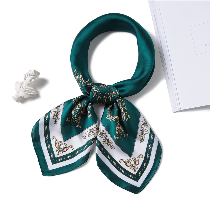 Квадратный шарф 70*70 см для женщин, роскошный брендовый шарф с принтом, маленький шейный платок, шелковый Элегантный женский шарф для офиса