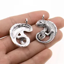 Wysiwyg 3 pçs encantos lagarto camaleão antigo prata cor 26x36mm liga de metal jóias diy acessórios