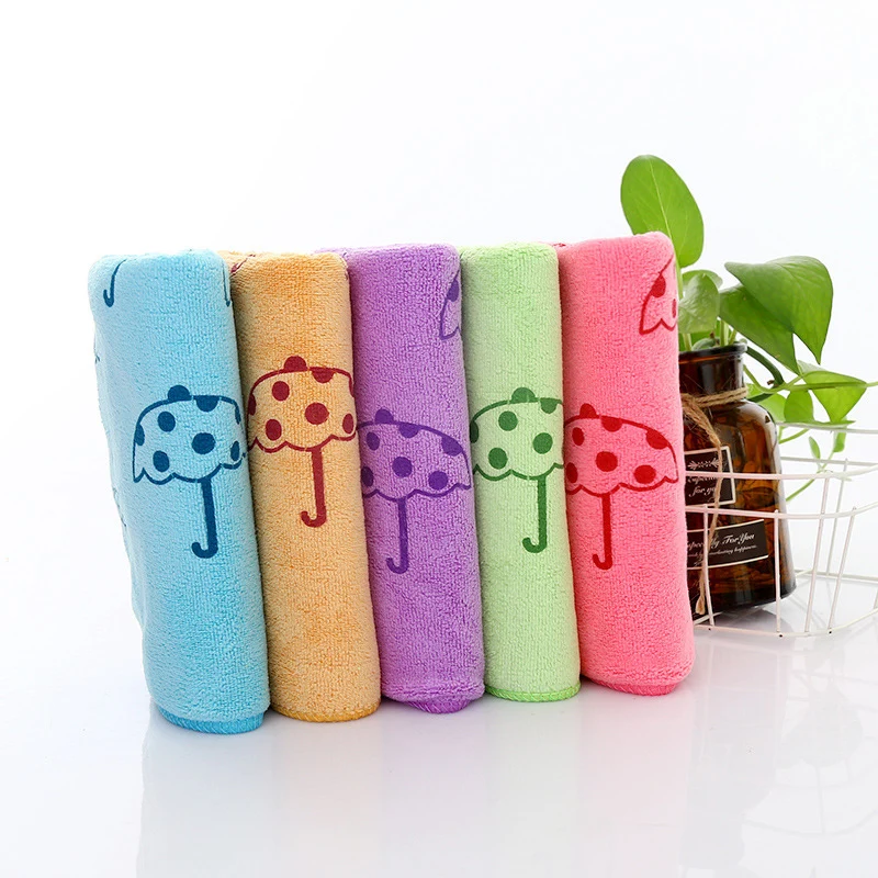 

Bath Towel Washing Face Absorbent Drying No Lint 5 Colours Cute Cotton Umbrella Printing Towel Soft Children Adult Hair Drying