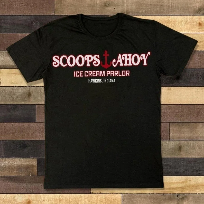 

Scoops Ahoy Ice Sream Parlor Stranger Men T Shirt Things 3 Powerful Terrifying And Hilarious Hawkins High School Upside Down