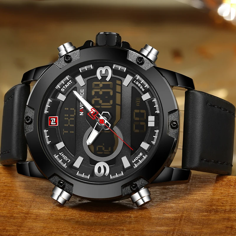 NAVIFORCE Лидирующий бренд роскошные мужские светодиодные спортивные часы армейские