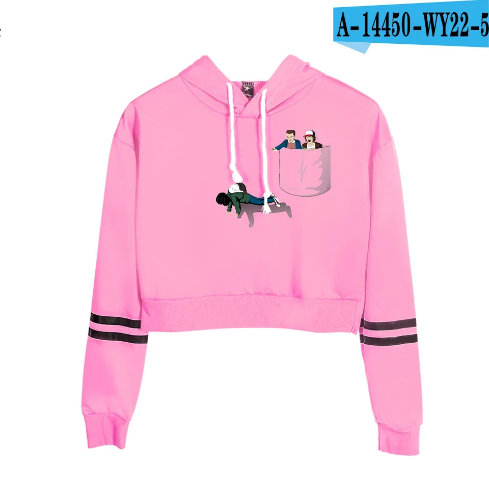 Новые вещи модные с длинным рукавом укороченные толстовки женские с капюшоном пуловеры кроп Топы Новое поступление, горячая Распродажа уличная одежда - Цвет: pink