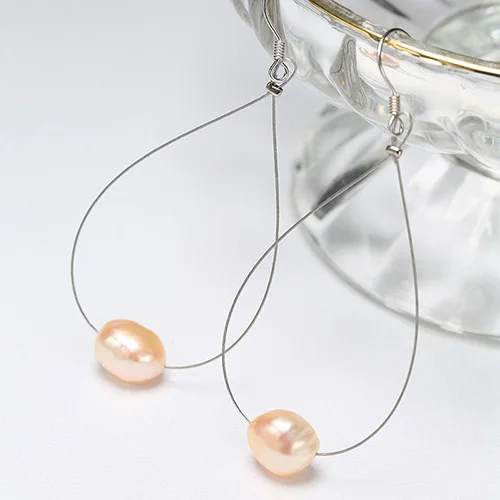 DAIMI серьги дизайн культивированный жемчуг серьги 925 пробы серебряные серьги для женщин - Цвет камня: Pink