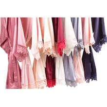 Шелковистый кружевной халат с монохромным принтом халат, атласные платья для невест, кружевной халат атласный, подарок для невесты, женские халат A9007