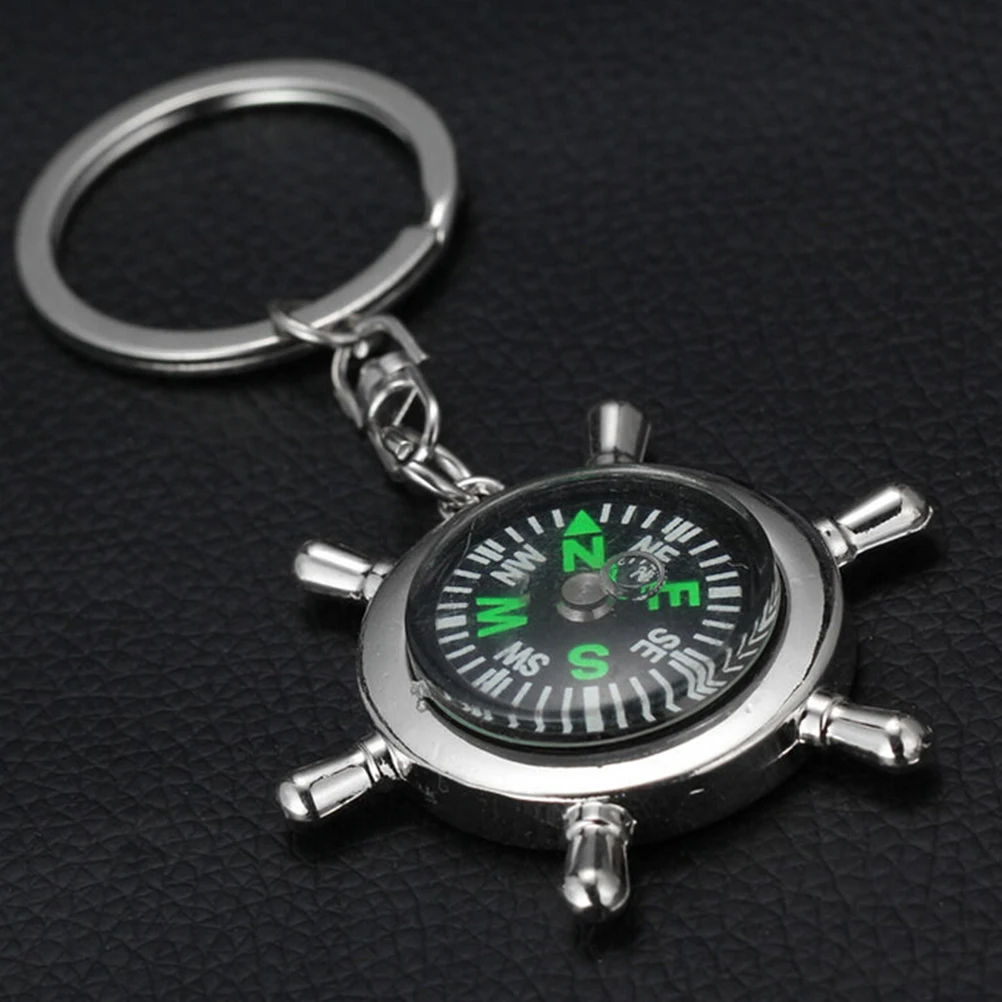 Compass Key Black Carabiner Key Chain Compass Thermometer Metal