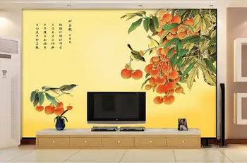 

3D wallpaper custom mural beauty non-woven wallpaper Hand painting Chinese painting litchi background wall murals