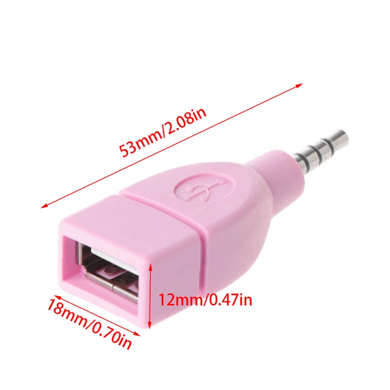 

3.5mm Male Aux Audio Plug Jack To USB 2.0 Female Converter Adapter Connector Random Color
