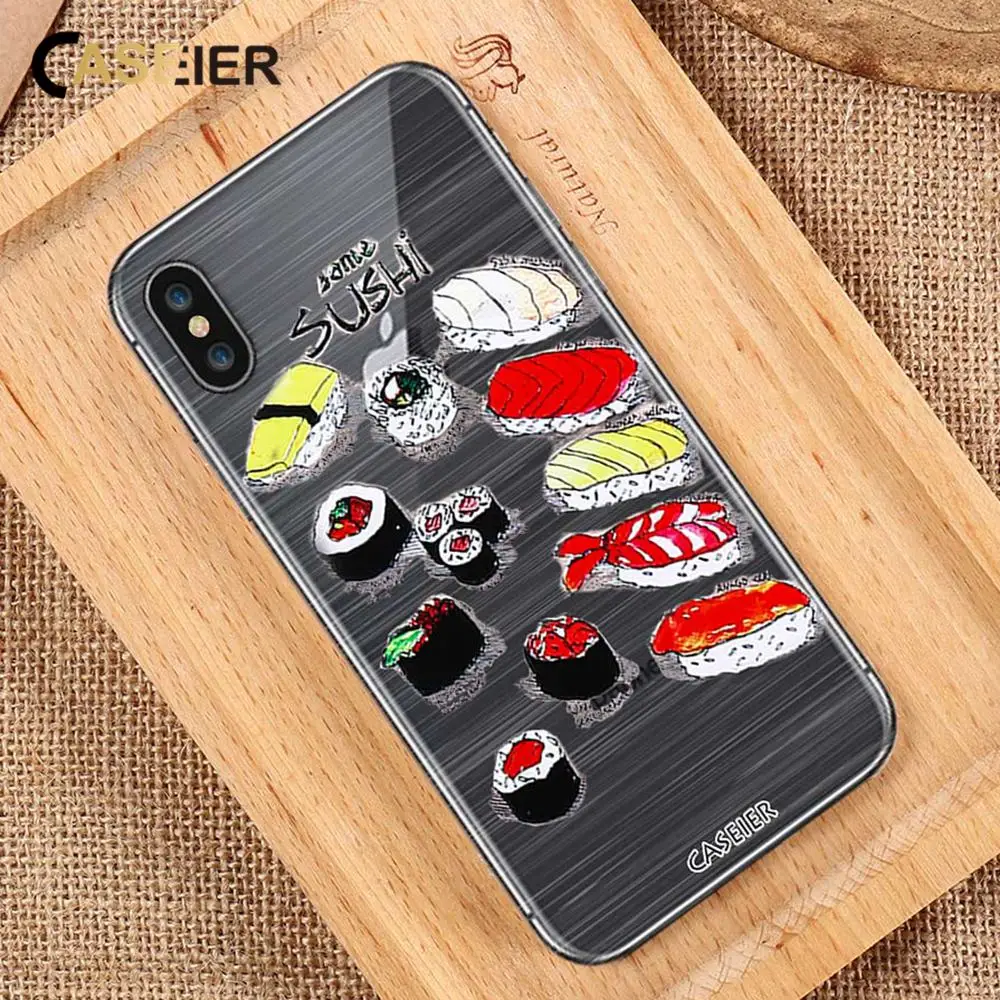 

CASEIER Clear Soft Phone Case For iPhone X XS 7 8 Plus 6 6s Plus TPU SiliconeJapanese style Case For iPhone X 5 5S SE Funda Capa
