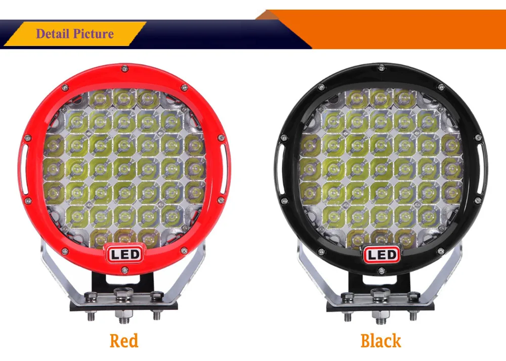 185 Вт светодиодный рабочий светильник " дюймовый круглый 12 в светодиодный внедорожный светильник S, используемый для внедорожника ATV 4WD точечный прожектор красный черный светодиодный светильник для вождения s x1pc