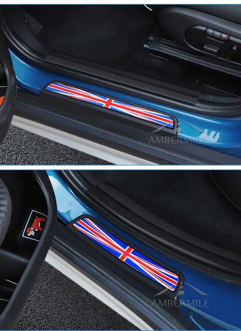 4pcs Union Jack Car Door Sill Plate Pedal Footboard Stickers for Mini Cooper Countryman F60 Accessories Car Styling (6)