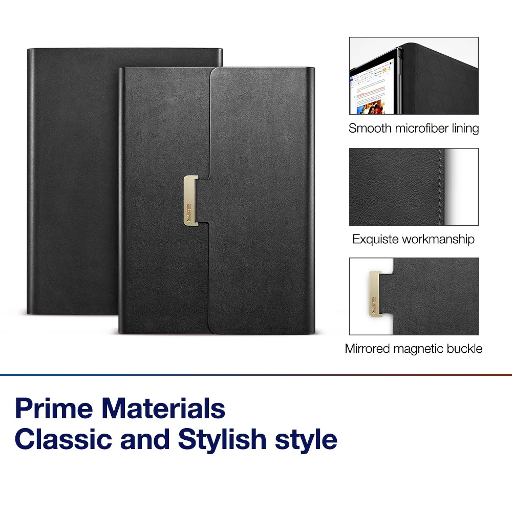 حالة لسطح برو 2017/برو 4 2015 ، ESR نمط الأعمال بو الجلود حامل مدمج مع زوايا عرض متعددة فوليو حامل حالة