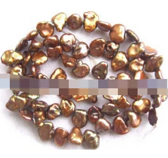 

xiuli 000260 7-9mm Baroque Brown freshwater pearl Beads 15"