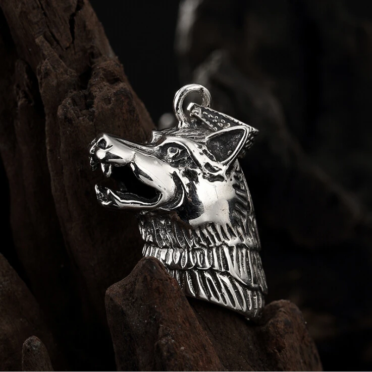 S92 Solid Sterling SIL Wolf Charm Pendant Biker Men - no chain A2057 | Украшения и аксессуары