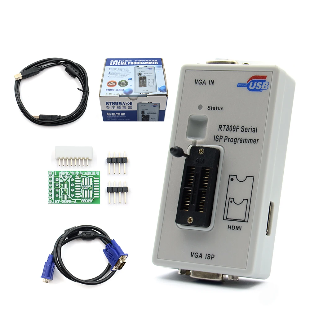 Новейший RT809F ISP программист/RT809 lcd usb программист ремонтные инструменты 24-25-93 serise IC с 11 адаптерами