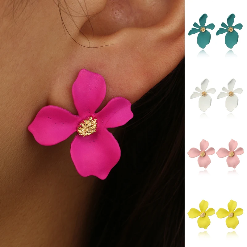 

Tocona Women Girl Elegant Sweet Summer Big Flower Drop Dangle Earrings Holiday Pink Simplicity Paint Floral Earring Jewelry 4795
