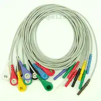 Holter Recorder ECG Patient Cable, 10 leads ECG leadwire, DIN style, AHA, snap AAMI