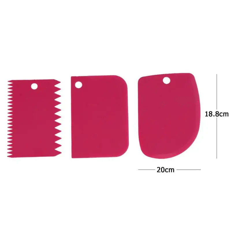 3 шт. пластиковый скребок для торта, кондитерские инструменты, нож для теста, глазурь, помадка, гладкие зубчатые шпатели, ножи для тортов, инструмент для украшения