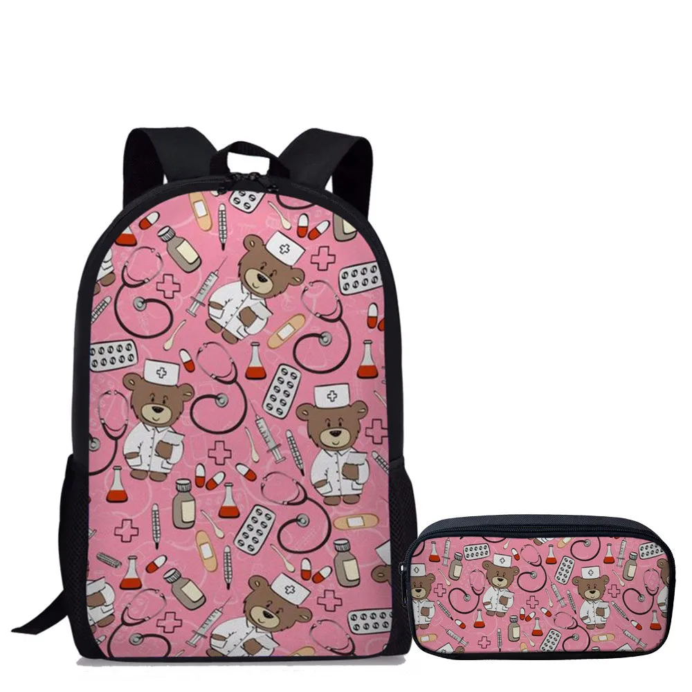 Набор школьных сумок для мальчиков и девочек, сумка для книг и карандашей для медсестры, наплечная школьная сумка с пеналом