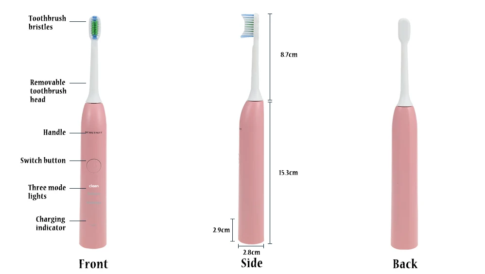 NST001 Rechargeable Sonic Electric Toothbrush with Adjustable Modes for Adults